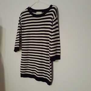 Lands End sweater Navy blue white striped tunic xs extra small 0 2 summer top